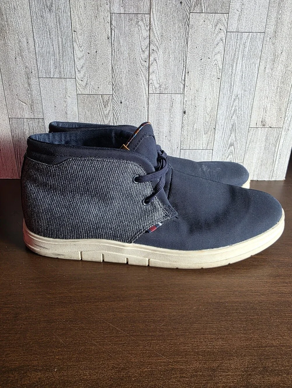 Ben Sherman Navy Canvas Chukka Boots with Cream Sole